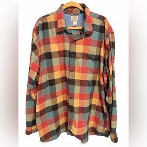 L.L. Bean Men's Flannel Plaid Long Sleeve Button up shirt XXL Tall.